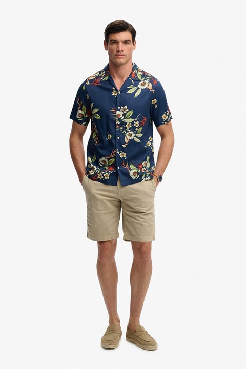 Superdry & Co, Virágmintás normál fazonú ing, Sötétkék/Halványzöld