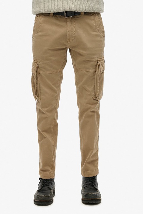 Superdry & Co, Pantaloni cargo cu model uni, Maro camel