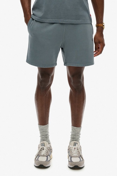 Superdry & Co, Pantaloni scurti sport cu talie ajustabila, Gri cenusiu