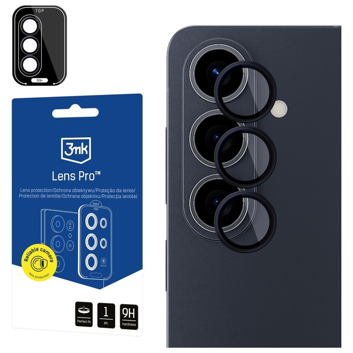 Protecție cameră foto 3MK Lens Protection Pro, sticlă securizată, negru, pentru Samsung Galaxy S26 Plus