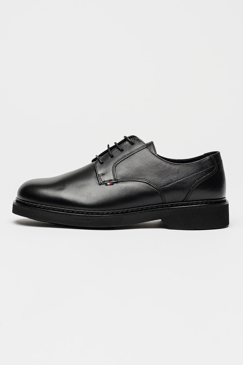 Tommy Hilfiger, Pantofi Derby de piele, Negru, 40
