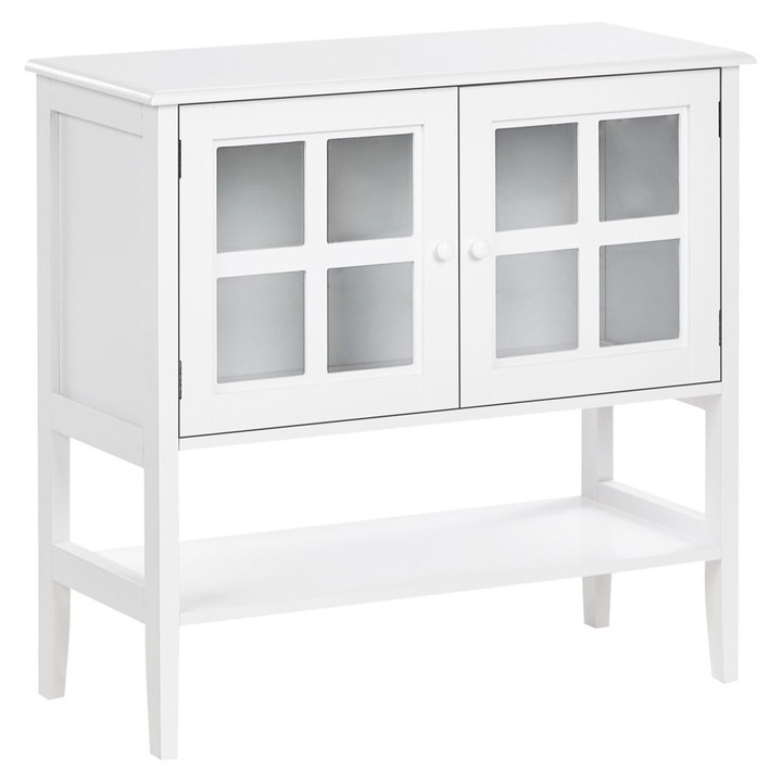 Bufet cu vitrina din sticla cu raft Inlet 80 cm Alb