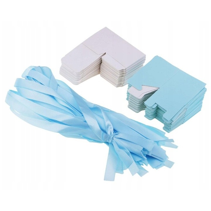 Комплект от 50 празни кутии за бонбони, парти, бебешко парти, сини