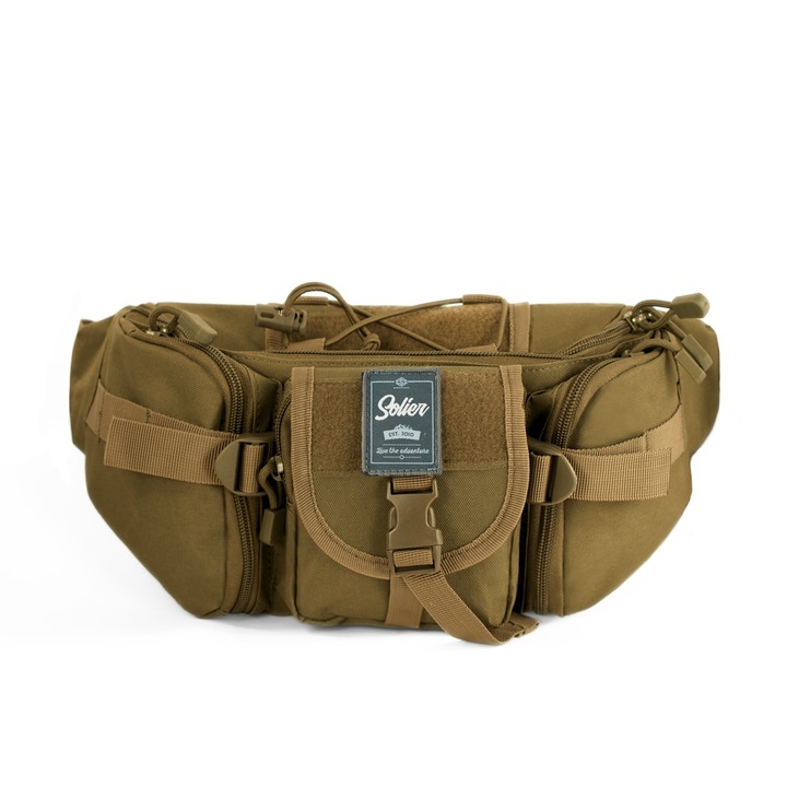 Тактическа чанта Solier SV27 Drazor, Cordura, разширена система от джобове, каки, 37x18x14cm