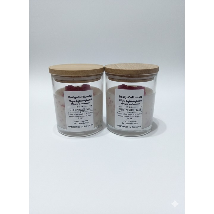 Lumanare Parfumata Artizanala cu Mesaj Secret „Te Iubesc” sau Personalizat, 175g, 12% Parfum EA