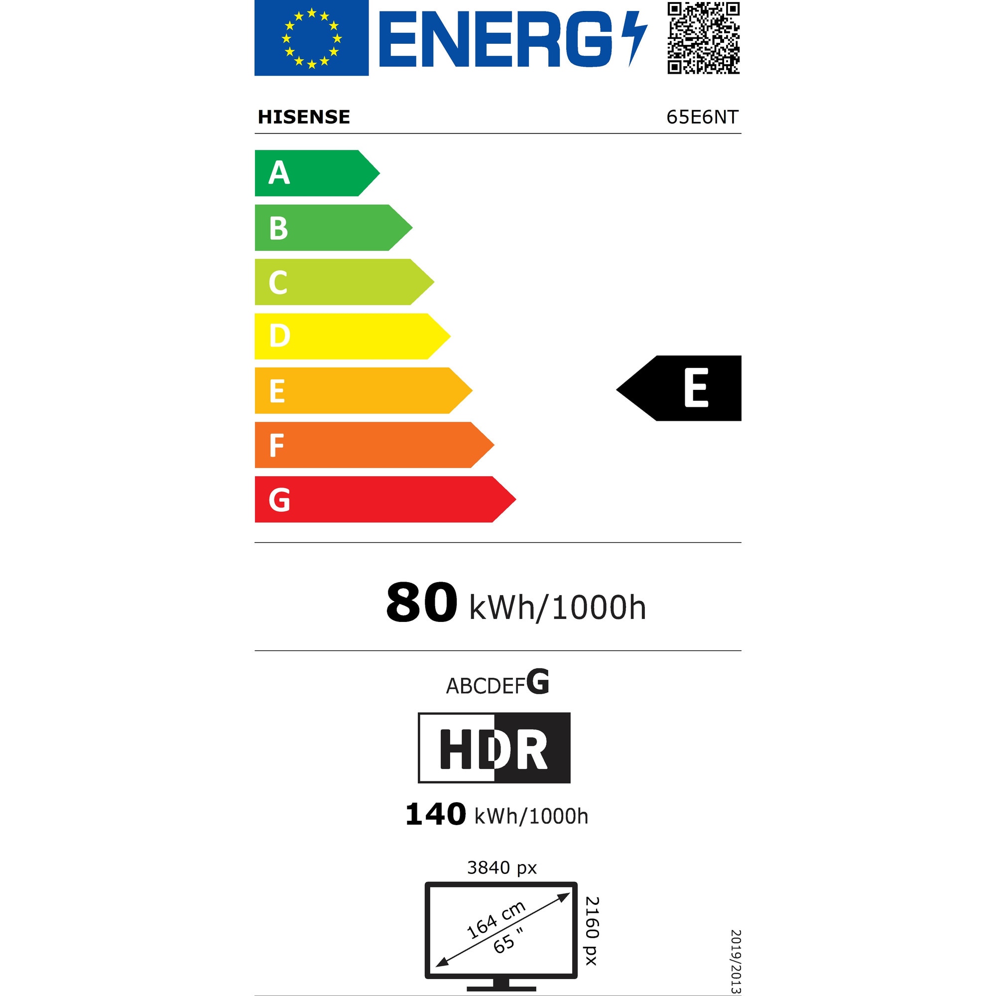 Televizor Hisense 65E6NT, 163 cm, 4K, Smart TV