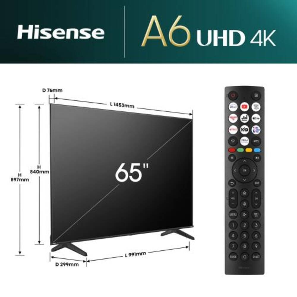 Televizor Hisense 65E6NT, 163 cm, 4K, Smart TV