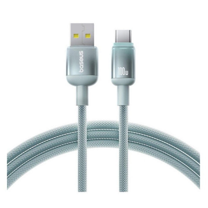 Baseus discolor adatkábel, usb - type-c, 100w, gyorstöltő, 200cm, világoskék/világoszöld