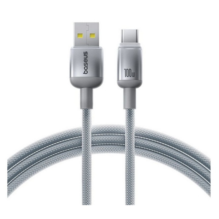 Baseus discolor adatkábel, usb - type-c, 100w, gyorstöltő, 200cm, ezüst