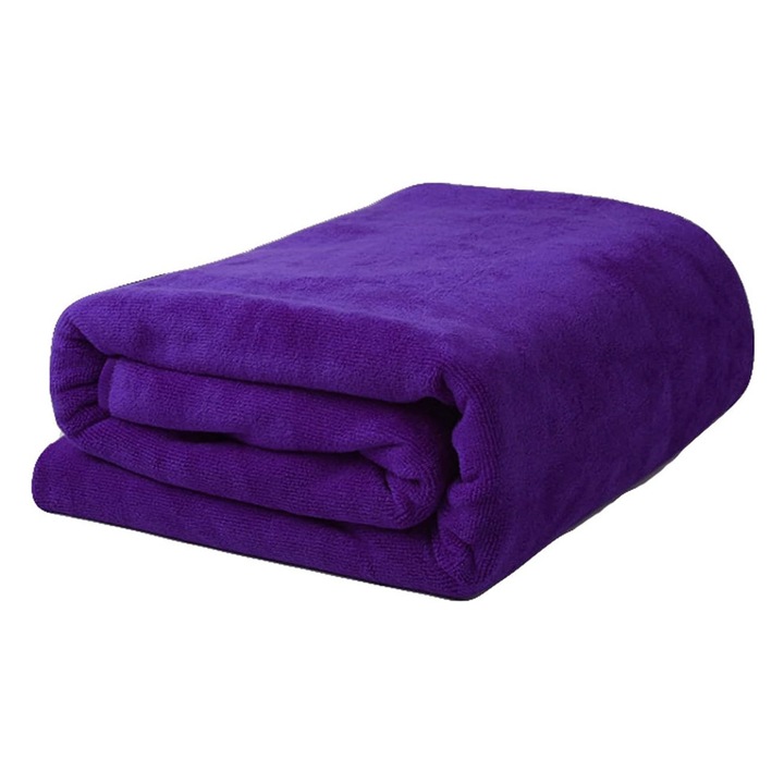 Mikroszálas törölköző 100 x 50 cm, univerzális, szuper nedvszívó, gyorsan száradó, kompakt, könnyű és kellemes tapintású, lila