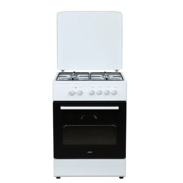 Aragaz cu cuptor electric, MPM MPM-66-KGM-10, 2, 25 kW, 70 l, 4 arzatoare pe gaz, alb-negru