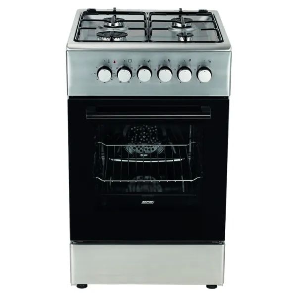 Aragaz cu cuptor electric, MPM MPM-56-KGM-06E, 1, 85 kW, 58 l, 4 arzatoare pe gaz, Inox-Negru