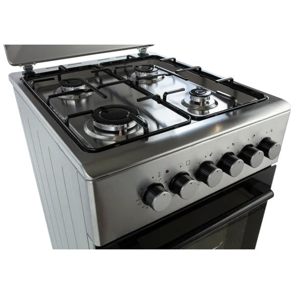 Aragaz cu cuptor electric, MPM MPM-56-KGM-06E, 1, 85 kW, 58 l, 4 arzatoare pe gaz, Inox-Negru