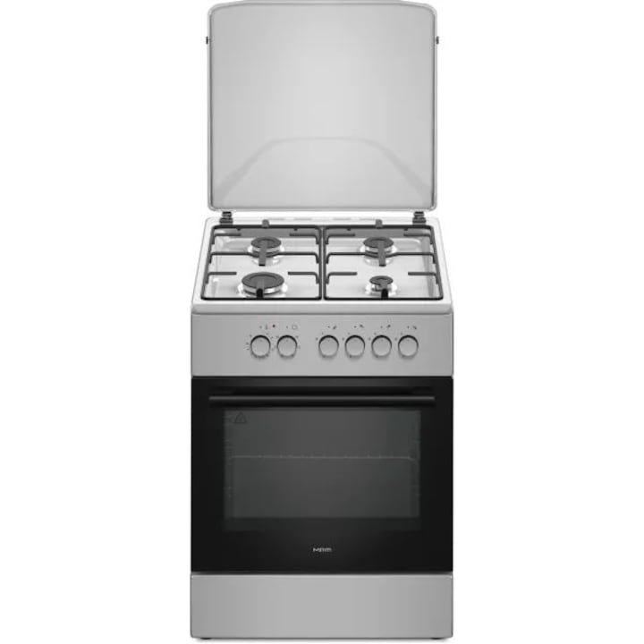 Aragaz cu cuptor electric, MPM MPM-66-KGM-11, 2, 25 kW, 70 l, 4 arzatoare pe gaz, Inox-Negru