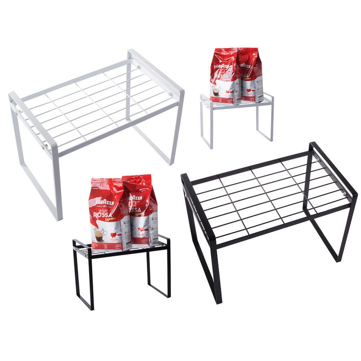 Raft metalic single-tier Verk Group pentru blat de bucatarie, organizator compact, 40x15x20 cm, metal, culoare Alb