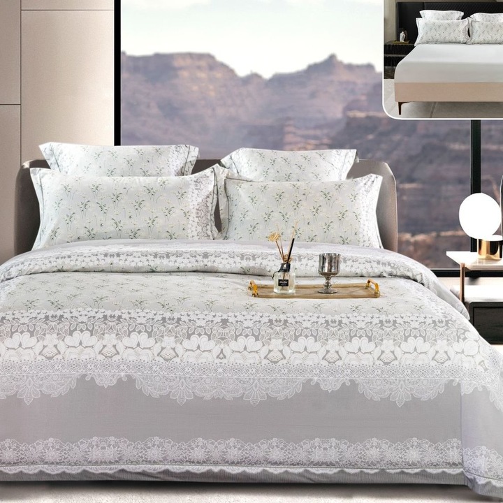 Dupla ágyneműgarnitúra, 6 részes, szatén pamut, 180 x 200 cm, többszínű, Casa de Vis, PSS-23