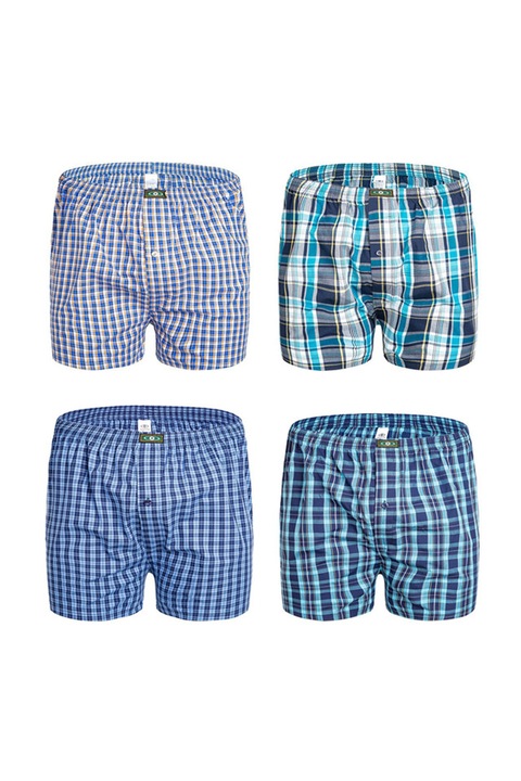 Boxeri confortabili, BOMSTOM, pachet de 4 perechi, Bumbac, Blue, XL