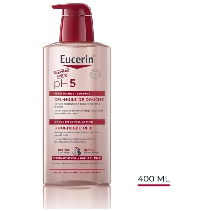 Eucerin pH5 Gyengéd tusfürdő gél és olaj érzékeny és száraz bőrre, 400 ml