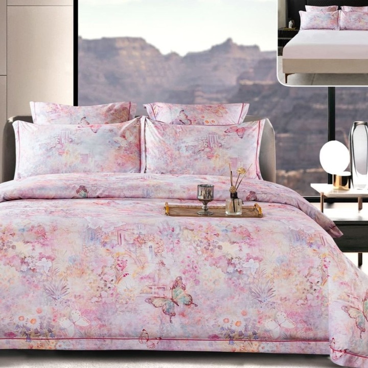 Dupla ágyneműhuzat garnitúra, 6 részes, szatén pamut, 180 x 200 cm, többszínű, Casa de Vis, PSS-27