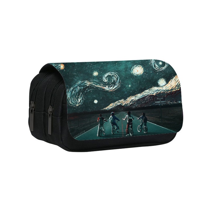 Dupla rétegű tolltartó, nagy kapacitású, furcsa történet, többszínű