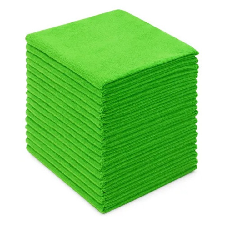 Set lavete din microfibra, 40x40 cm, 20 bucati, verde