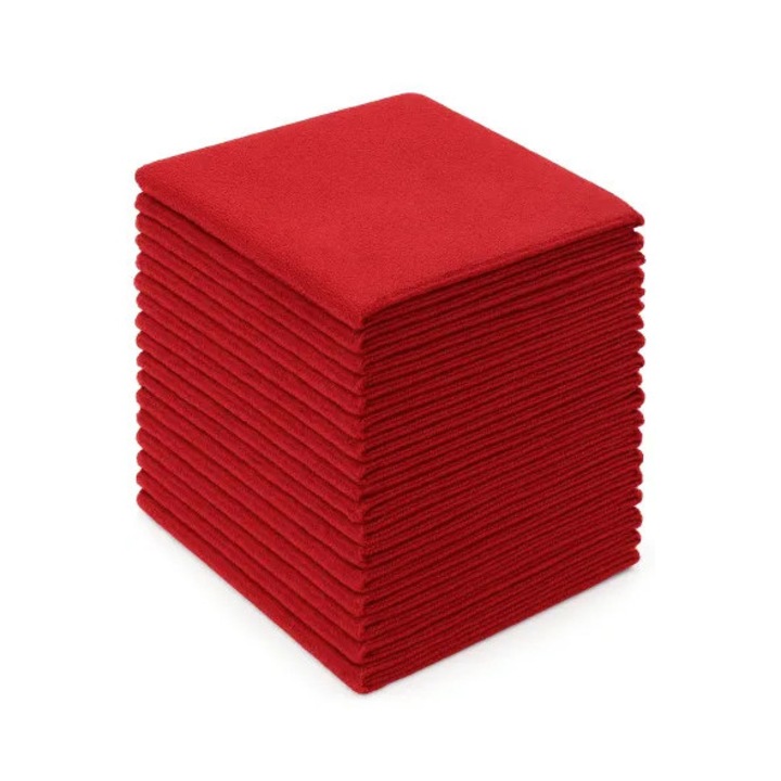 Set lavete din microfibra, 40x40 cm, 20 bucati, rosu