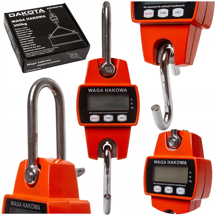 Cantar electronic suspendat 300kg M90168, portocaliu, 4,50x8,50x28,50cm