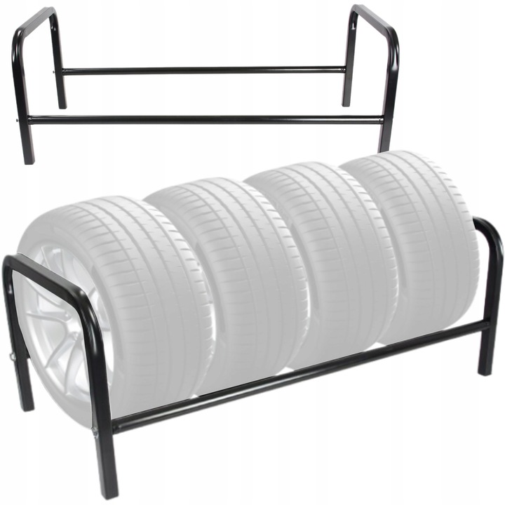 Suport pentru roti Mar-Pol, 4 roti, dimensiuni 91x39,5x35,5cm, constructie usoara, negru