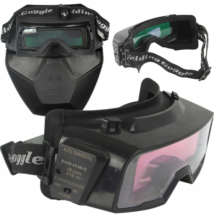 Ochelari de sudura Mar-pol cu filtru automat, dimensiuni 190.5x77.5x76.25mm, protectie DIN16, culoare neagra