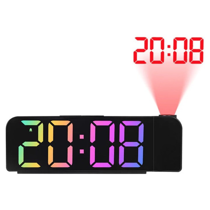 Ceas digital cu afisaj LED RD A395 cu funtie de alarma si intensitate reglabila proiector rotativ cu ora