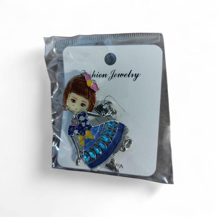 Ezüst bross SHINY, elegáns design, 80x30mm méret, sokszínű gyöngyház