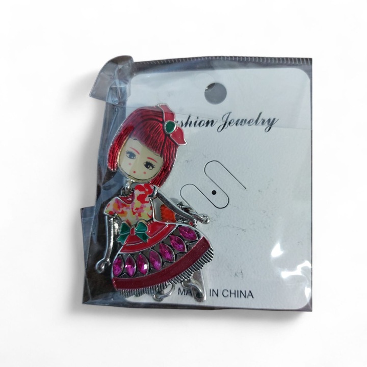 SHINY hagyományos bross, ezüst, 80x30mm, többszínű reflexiós design