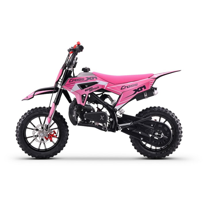 Motocicletă benzina copii Tea Sports CROSS XM roz, 50cm³, 1, 5 kW, dimensiuni 124x57x80cm