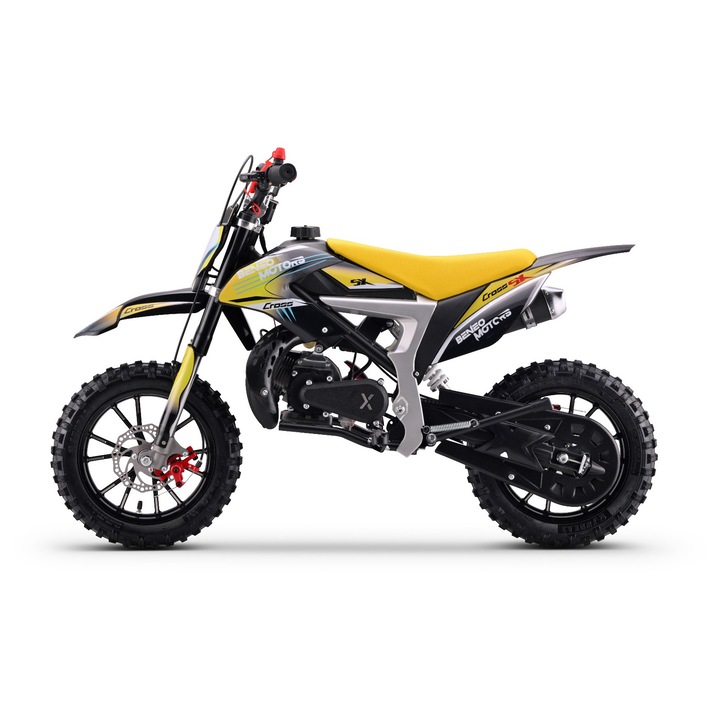 Motocicletă pentru copii CROSS SX, Tea Sports, 50cm³, galben, dimensiuni 124x57x80cm, greutate 24kg