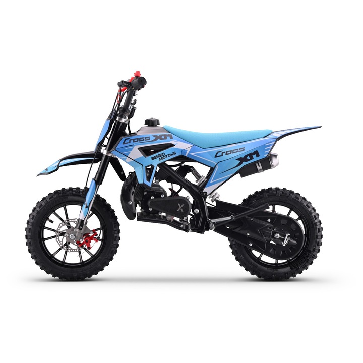 Motocicletă Cross pentru copii Tea Sports CROSS XM, 50cc, albastru, dimensiuni 124x57x80cm, greutate 24kg
