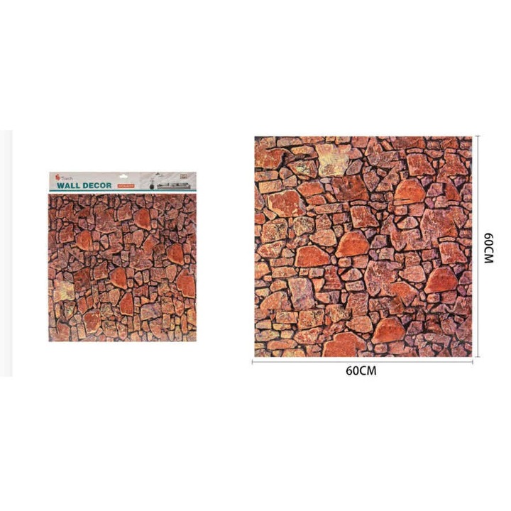 Rusztikus Terrakotta Kőmintás Öntapadós Csempematrica 60cm x 60cm