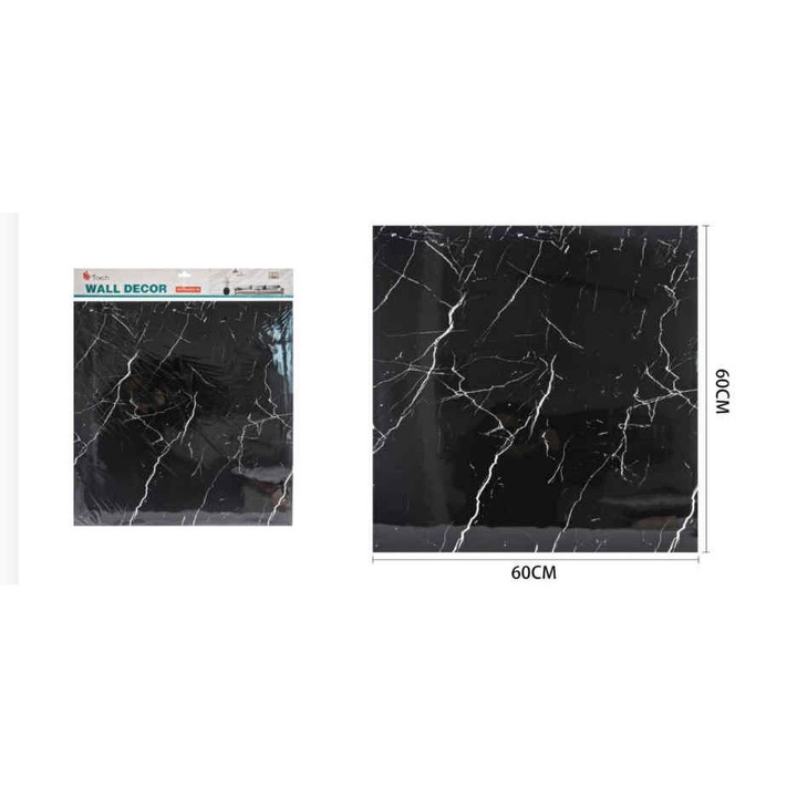 Exkluzív Fekete Márványmintás Öntapadós Csempematrica 60cm x 60cm