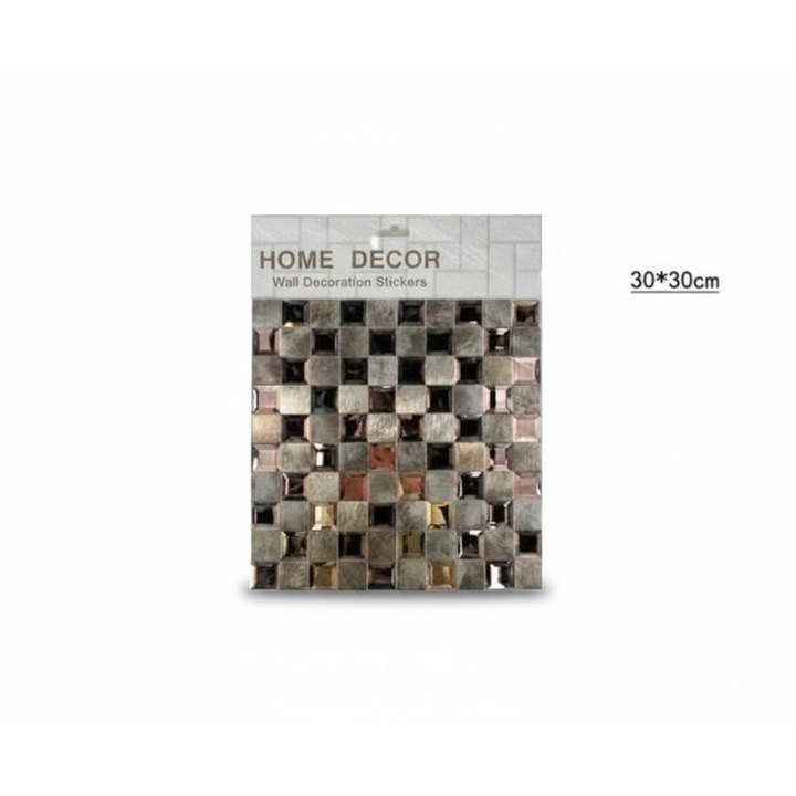 Prémium Metál-Barna Mozaikmintás Öntapadós Fali Matrica 30cm x 30cm