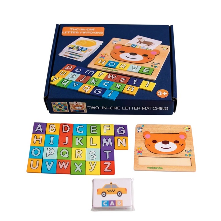 Jucărie educativă din lemn pentru copii, MASTPAD, alfabet A-Z, 3 ani+, tip Montessori