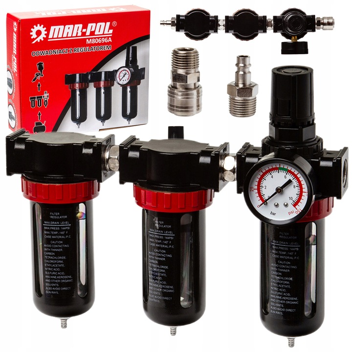 Dezumiificator cu regulator 1/2", Mar-pol, 3 filtre, 0-150psi, 80ml