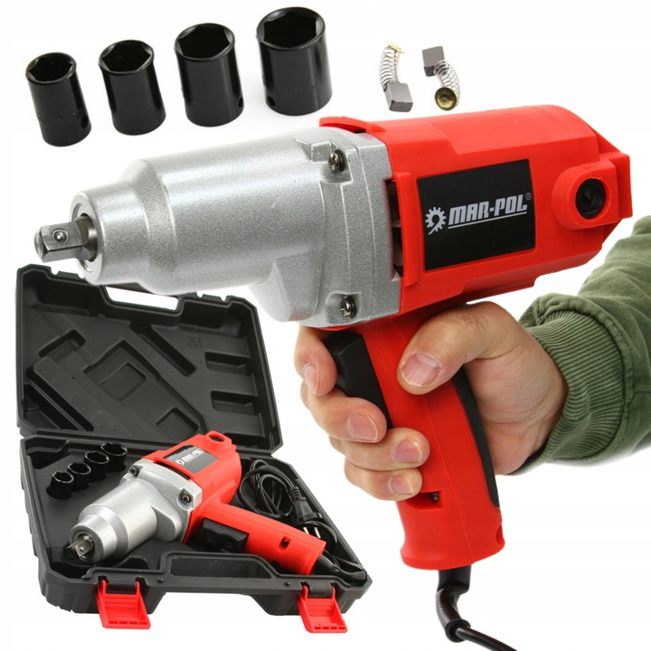 Cheie electrica cu impact 1/2" Mar-Pol, 800Nm, set cu 4 capete, 230V
