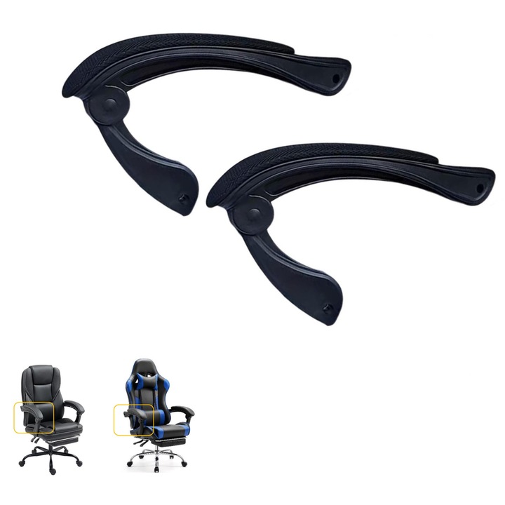 Set de 2 Brate tapitate pentru scaune de gaming/birou, textil, negru