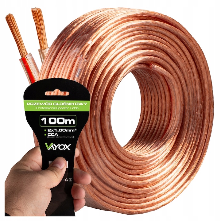 Cablu audio Vayox VA0311 CCA 2x1.00mm 100m, Hi-Fi