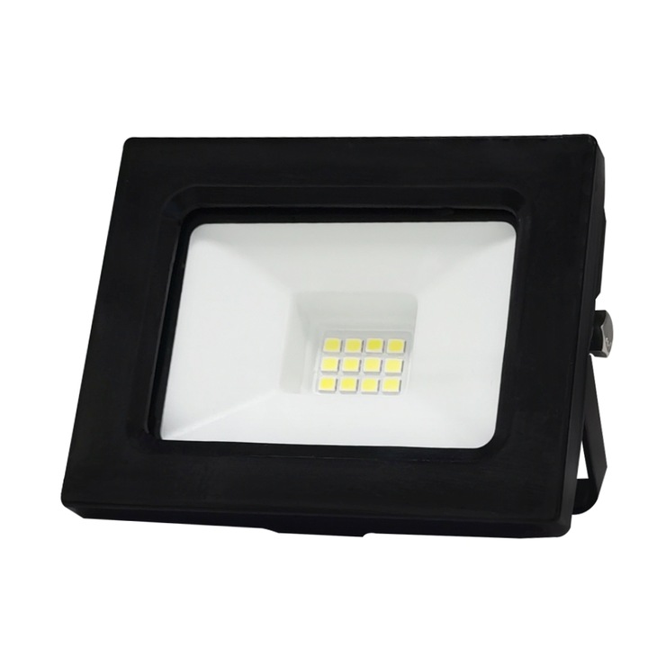 Proiector LED SMD SPIN, 10W, 6000K, rezistent la apa și praf, suport metalic