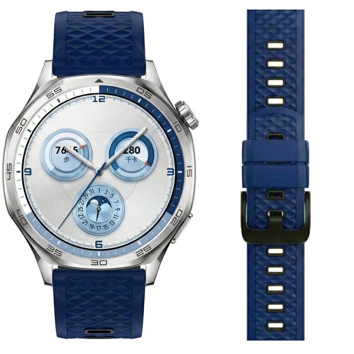 Каишка за смарт часовник, BEST ACCESSORIES, двуцветна, 22мм, тъмносин/черен, дължина 125x80мм