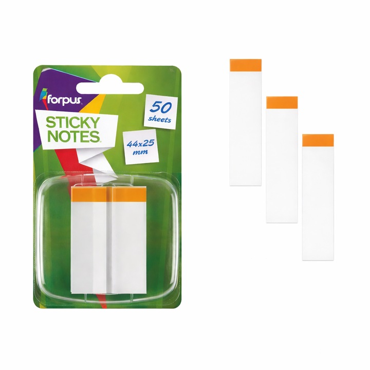 Самозалепващи се бележки за индексиране, оранжеви, 43.2 × 25.4 мм, 50 листа, разделители за организация