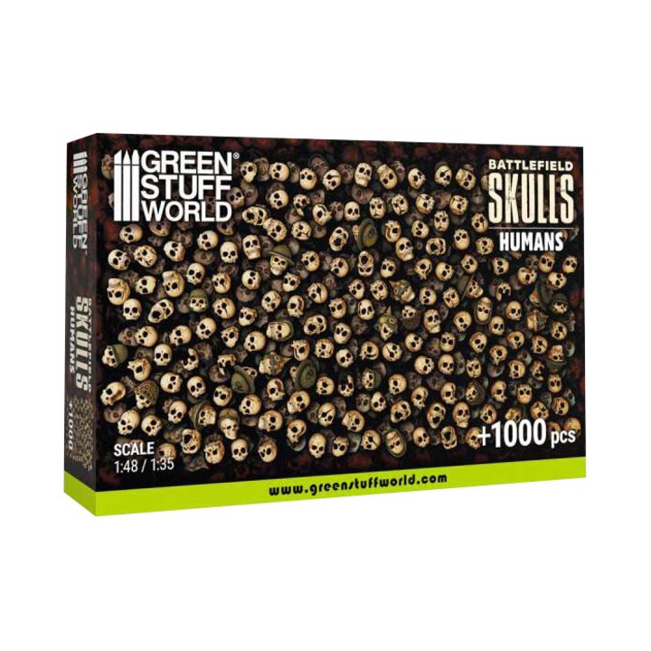 Set accesorii diorame, GREEN STUFF WORLD, 1000 cranii din rasină, 1:35-1:48, nevopsite