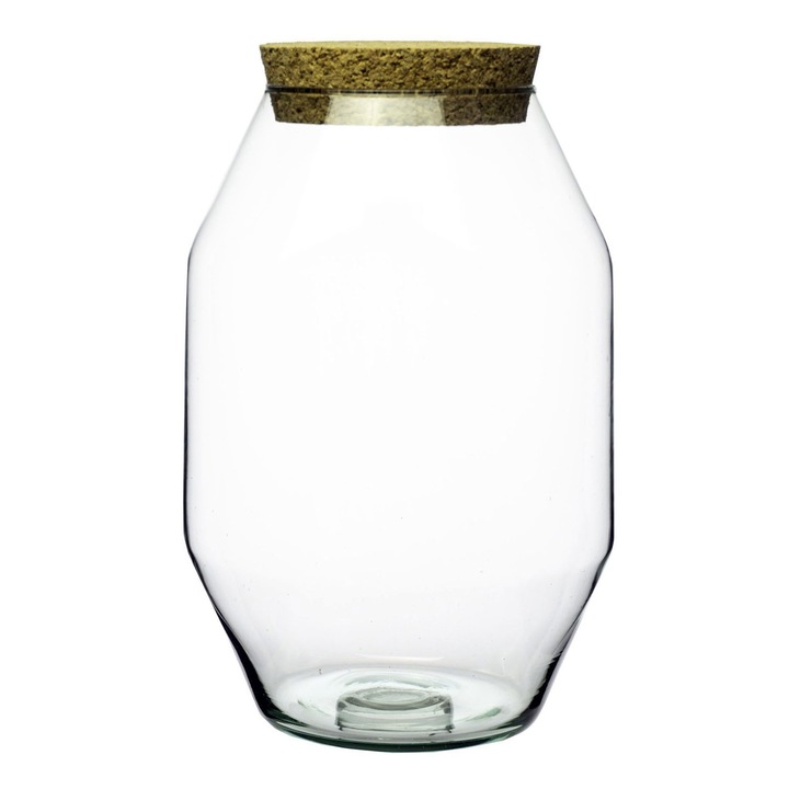 Borcan conic din sticlă ecologică handmade, 17x28 cm, pentru terariu sau aranjamente florale