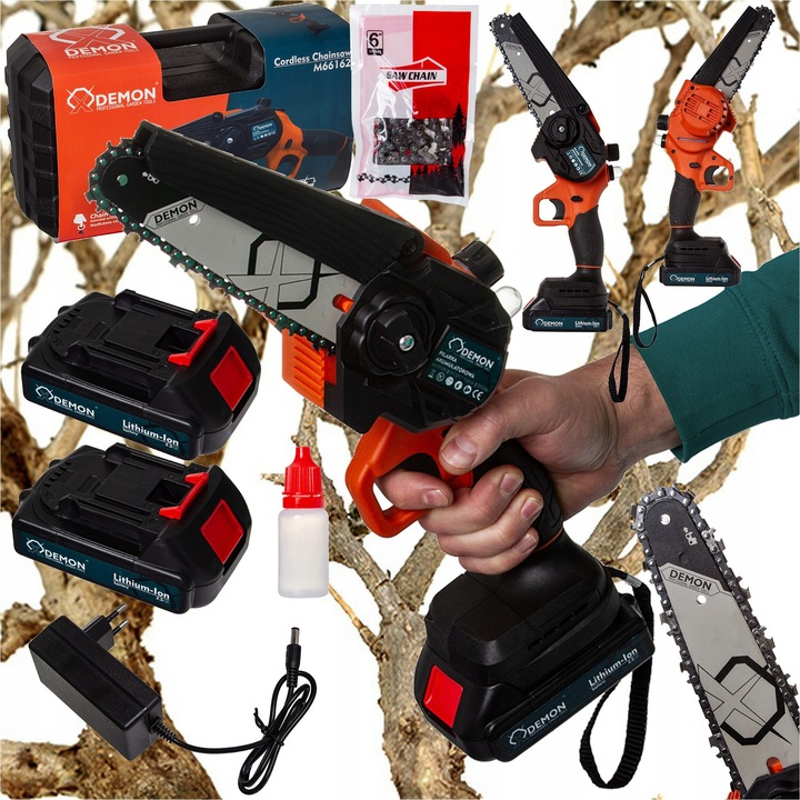 Mini pilarka cu lant 6", Mar-Pol, 21V, 2 acumulatori 2Ah, 150mm, greutate 0.93kg