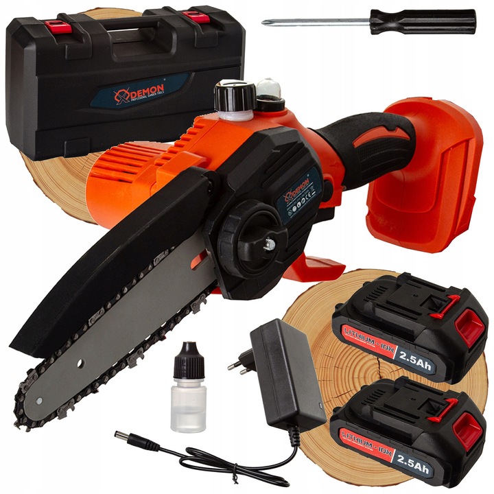 Mini pilarka cu lant 6", Demon, 21V, 2 acumulatori, 150mm, greutate 0.93kg